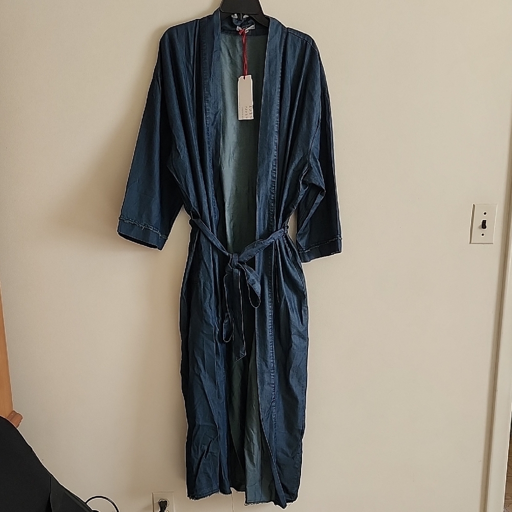 Standards And Practices Blue Midi Maxi Kimono Robe Womens 3X
